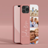 Etui iPhone 13 Monogramme initial rose rose moderne en collage ph