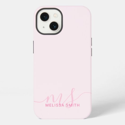 Etui iPhone 13 Monogramme Initial Rose Script Élégant Moderne (Verso)