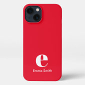 Etui iPhone 13 Monogramme initial rouge Simple moderne (Verso)