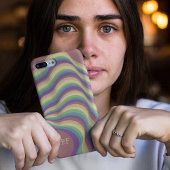 Etui iPhone 13 Monogramme Initiales Lignes Arc-en-ciel Ondulées R