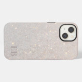Etui iPhone 13 Monogramme Initiales Subtil Paillettes Crème Bohèm (Verso Horizontal)