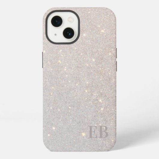 Etui iPhone 13 Monogramme Initiales Subtil Paillettes Crème Bohèm (Verso)