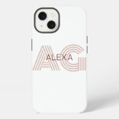 Etui iPhone 13 Monogramme moderne beige et vin (Verso)