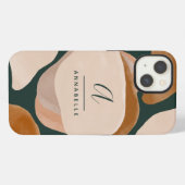Etui iPhone 13 Monogramme moderne rust vert abstrait chic stylé (Verso Horizontal)