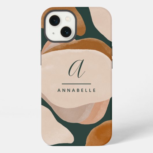 Etui iPhone 13 Monogramme moderne rust vert abstrait chic stylé (Verso)