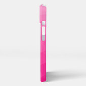 Etui iPhone 13 Monogramme Motif à maillage géométrique rose chaud (Côté gauche)