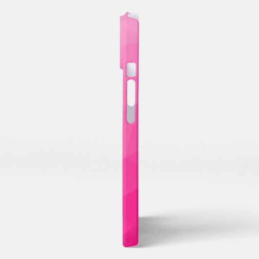 Etui iPhone 13 Monogramme Motif à maillage géométrique rose chaud (Côté gauche)