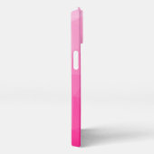Etui iPhone 13 Monogramme Motif à maillage géométrique rose chaud (Côté droit)