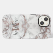 Etui iPhone 13 Monogramme Nom Initial Rose Gold Blanc Gris Marbre (Verso Horizontal)