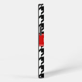 Etui iPhone 13 Monogramme nom rouge Houndstooth noir et blanc #2 (Côté droit)