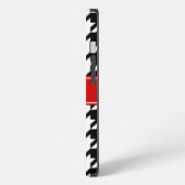 Etui iPhone 13 Monogramme nom rouge Houndstooth noir et blanc #2 (Côté gauche)