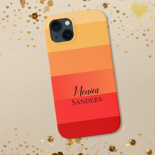 Etui iPhone 13 Monogramme orange à bande horizontale