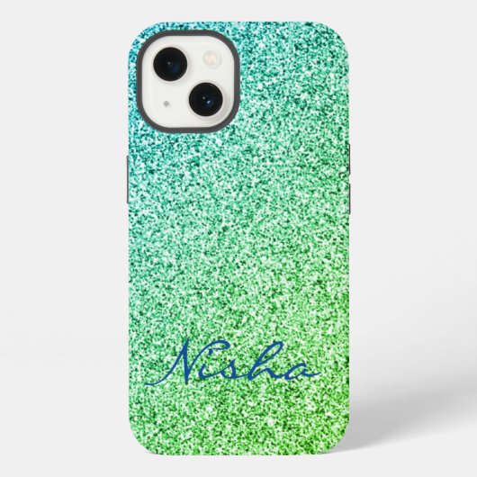 Etui iPhone 13 Monogramme Pailleté Vert (Verso)