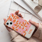 Etui iPhone 13 Monogramme rose et orange rétro