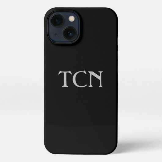 Etui iPhone 13 Monogramme Simple Gris Noir Minimaliste (Verso)
