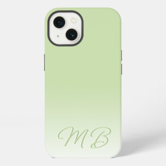 Etui iPhone 13 Monogramme vert citron clair simple élégant person (Verso)
