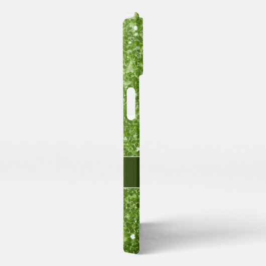 Etui iPhone 13 Monogramme vert clair fausse parties scintillant s (Côté droit)