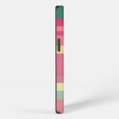 Etui iPhone 13 Monogramme vert / Rayure horizontale bloc de coule (Côté droit)