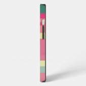 Etui iPhone 13 Monogramme vert / Rayure horizontale bloc de coule (Côté gauche)