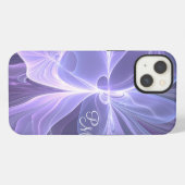 Etui iPhone 13 Monogramme Violet Abstrait Moderne Fractal Initial (Verso Horizontal)
