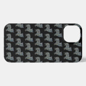 Etui iPhone 13 Morkie Chien Cute Silhouette Grille Noir (Verso Horizontal)
