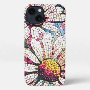 Etui iPhone 13 Mosaïque Art Vitrail motif floral