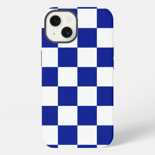 Etui iPhone 13 Motif à carreaux bleu royal et blanc