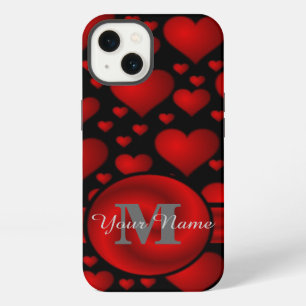 Etui iPhone 13 Motif à coeur rouge et noir personnalisé
