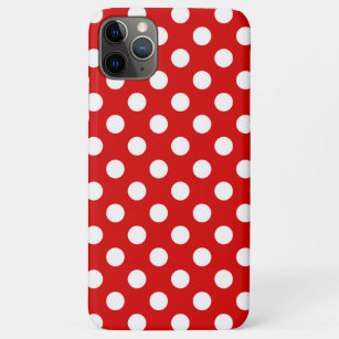 Coque iPhone 11 Pro Max Motif à points Polka blanc et rouge super mignon