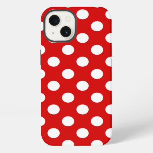 Etui iPhone 13 Motif à points Polka blanc et rouge super mignon