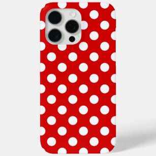 Coque iPhone 15 Pro Max Motif à points Polka blanc et rouge super mignon