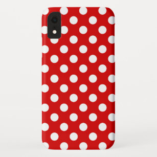 Coque Pour iPhone XR Motif à points Polka blanc et rouge super mignon