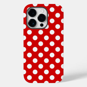 Coque Pour iPhone 14 Pro Motif à points Polka blanc et rouge super mignon
