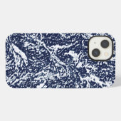Etui iPhone 13 Motif abstrait bleu foncé (Verso Horizontal)