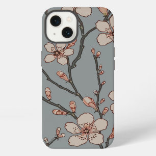Etui iPhone 13 Motif Art Nouveau Fleur de Cerisier Antique