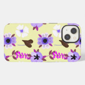 Etui iPhone 13 Motif blanc fleur (Verso Horizontal)