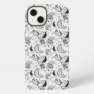 Etui iPhone 13 Motif cachemire noir et blanc – Art textile élégan