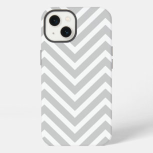 ETUI iPhone 13 MOTIF CHEVRON GRIS BLANC