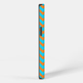 Etui iPhone 13 Motif Chevron Orange Clair et Bleu Sarcelle (Côté droit)