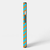 Etui iPhone 13 Motif Chevron Orange Clair et Bleu Sarcelle (Côté gauche)