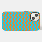 Etui iPhone 13 Motif Chevron Orange Clair et Bleu Sarcelle (Verso Horizontal)