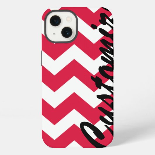 Etui iPhone 13 Motif Chevron Rouge Personnalisé (Verso)