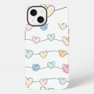 Etui iPhone 13 Motif Cœurs Pastels Minimaliste Mignon