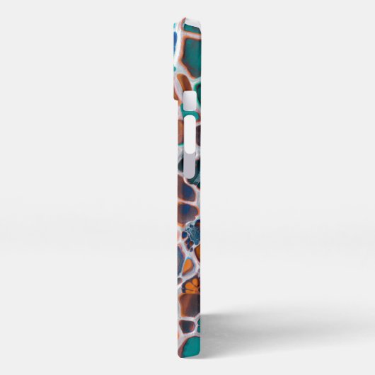 Etui iPhone 13 Motif d'abstraction en verre Turquoise orange (Côté gauche)