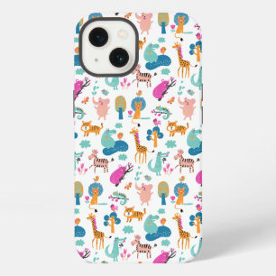 Etui iPhone 13 Motif d'animaux de jungle mignons et colorés