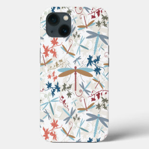 Etui iPhone 13 Motif d'art élégant de libellule
