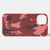Etui iPhone 13 Motif de camouflage rouge (Verso Horizontal)