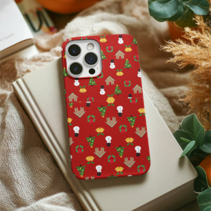 Etui iPhone 13 motif de coque de Noël fond cadeaux rouges