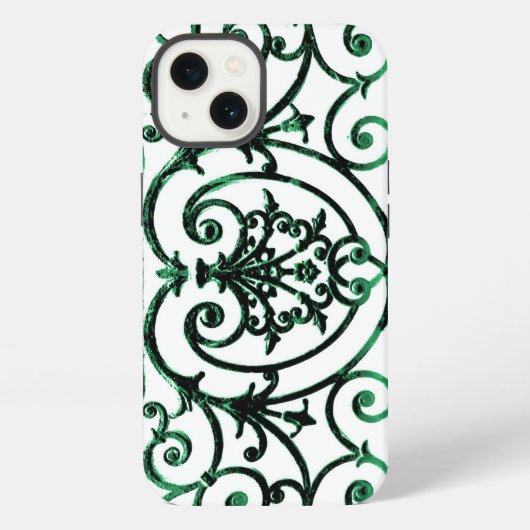 Etui iPhone 13 Motif de défilement vert et blanc Coque-Mate iPhon (Verso)