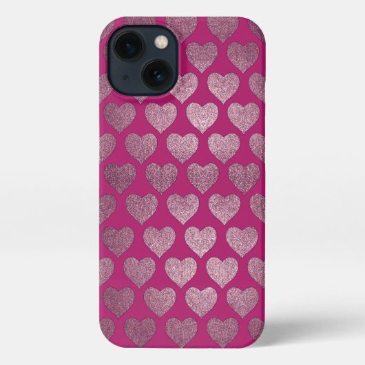 Etui iPhone 13 Motif de Parties scintillant de coeur (Verso)